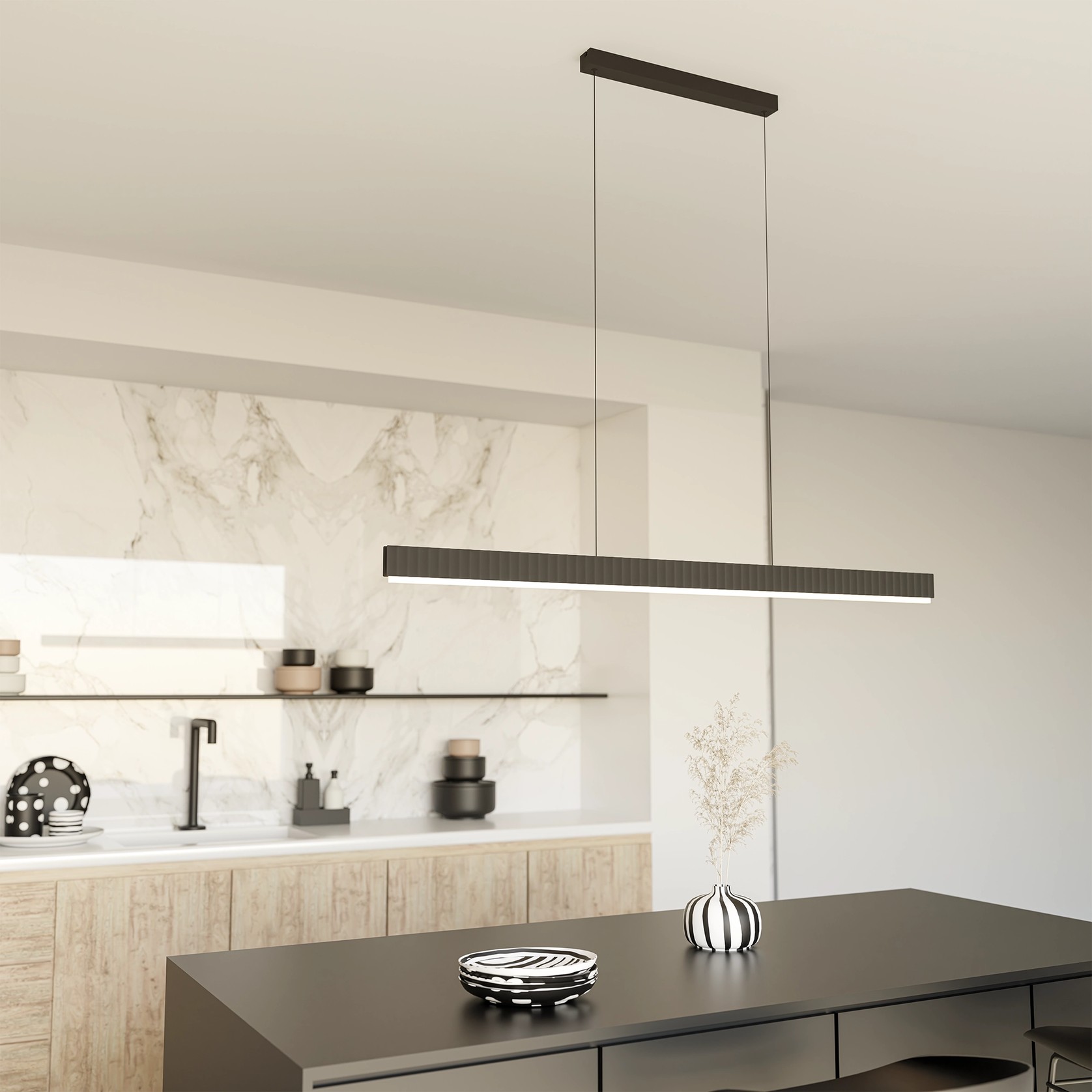 Prinia Linear Ribbed Pendant Light gallery detail image