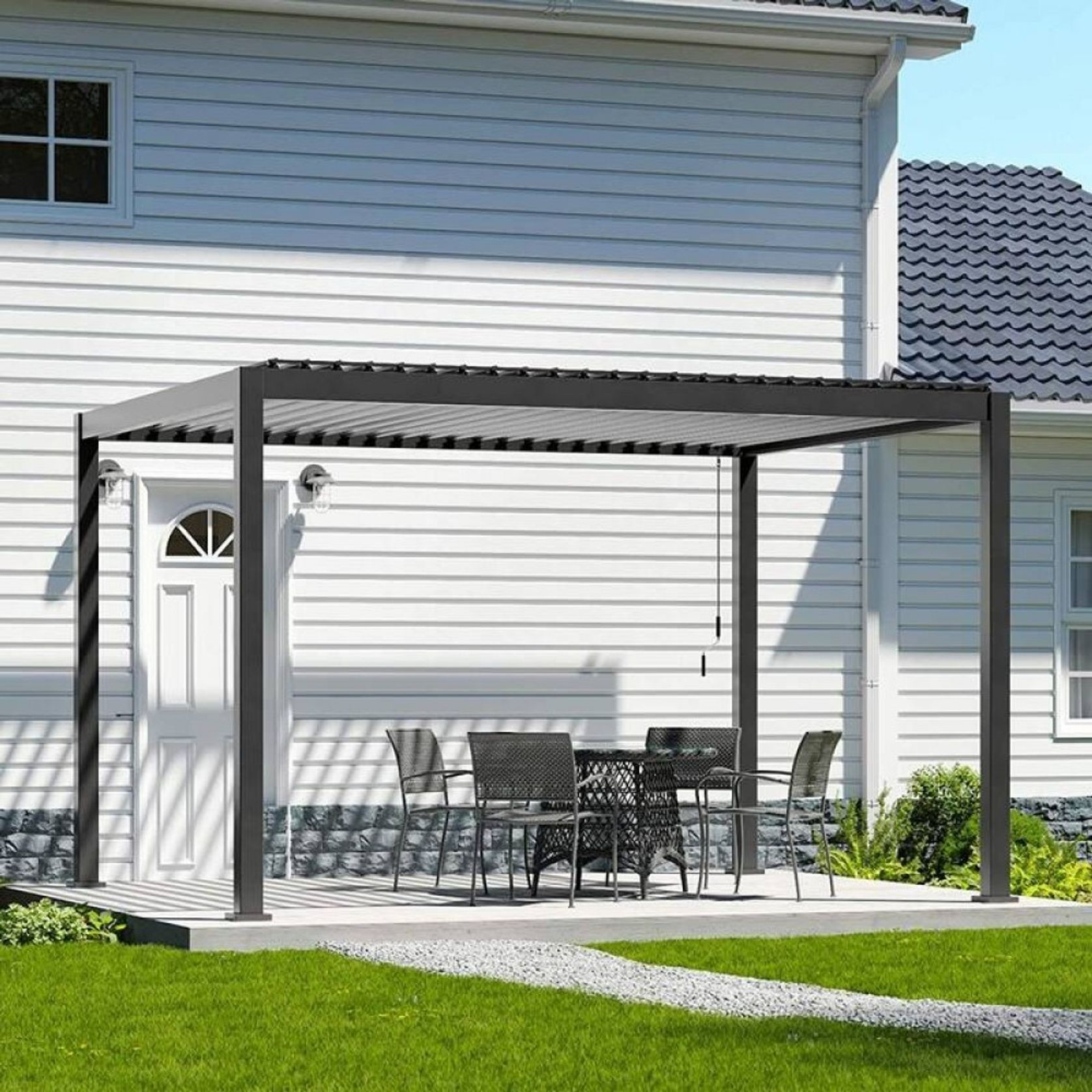 Louvred Pergola Louvre Roof Dark Grey | DTP-LR0304-GY gallery detail image