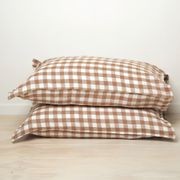 100% French Flax Linen Pillowcase Pair - Ginger Gingham gallery detail image