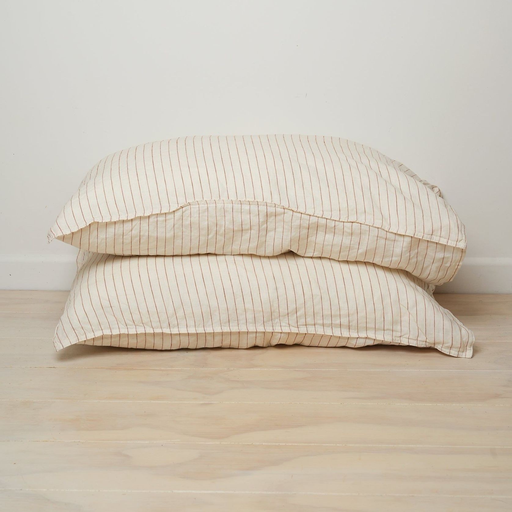 French Flax Linen Pillowcase Pair | Ginger Pinstripe gallery detail image