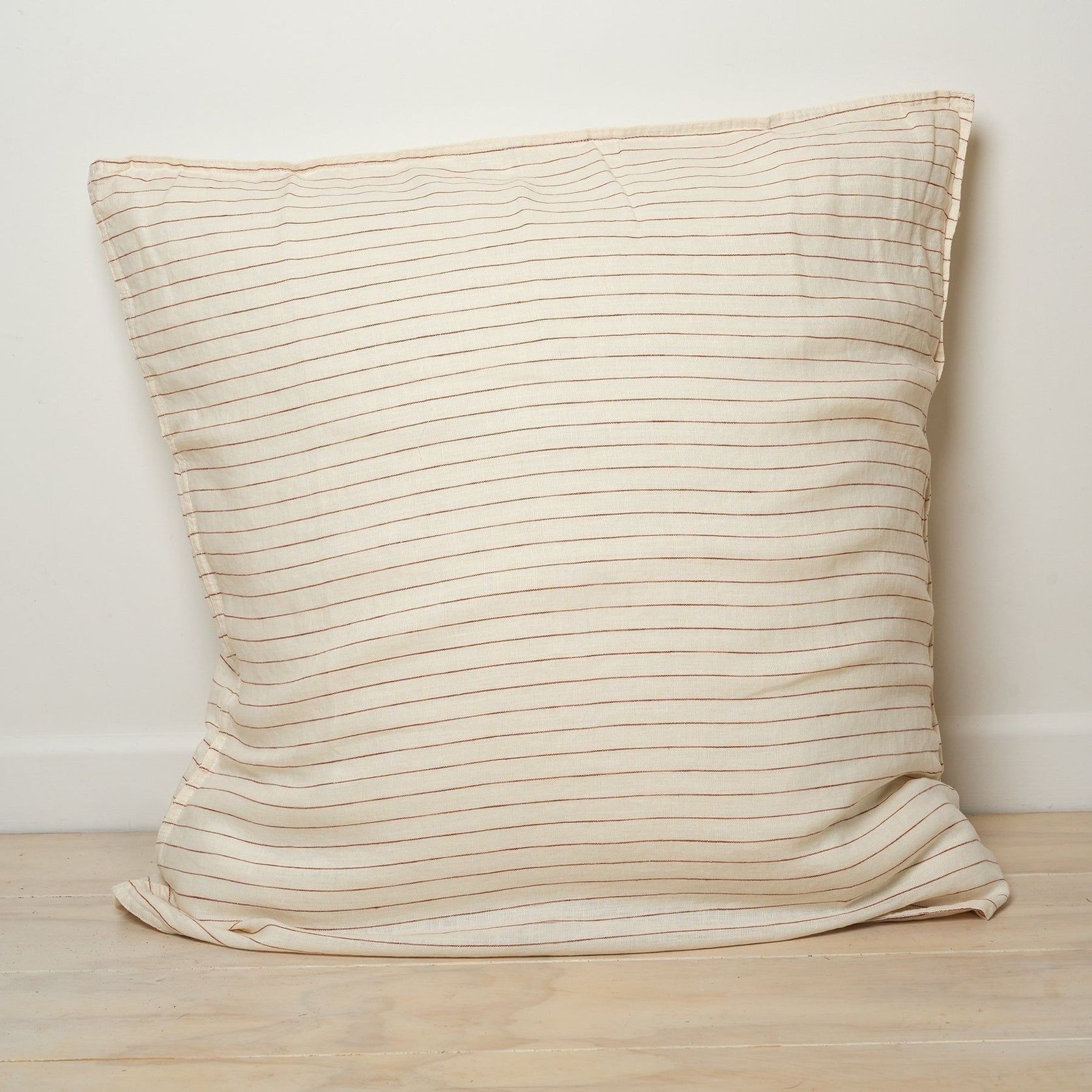 100% French Flax Linen Euro pillowcase- Ginger Pinstripe gallery detail image