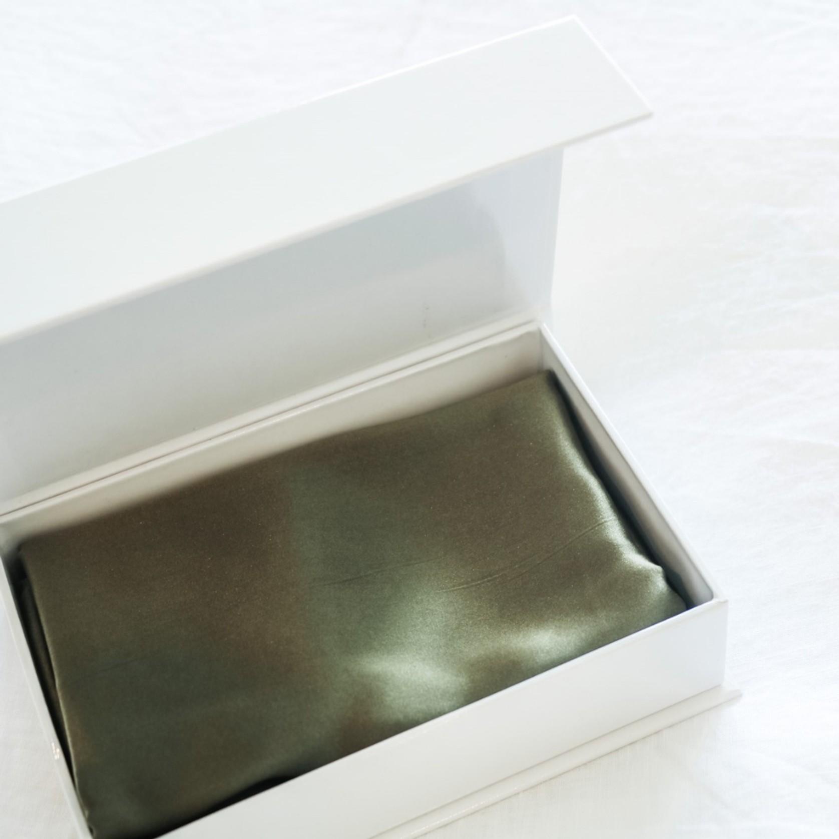 100% Pure Silk Pillowcase - Olive gallery detail image