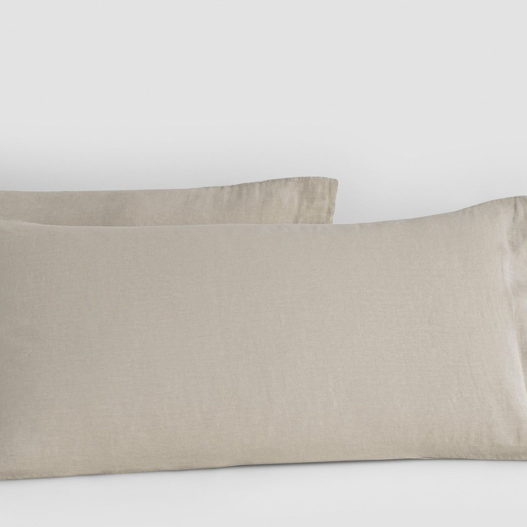 Linen Pillow Cases Stone Standard Pair gallery detail image