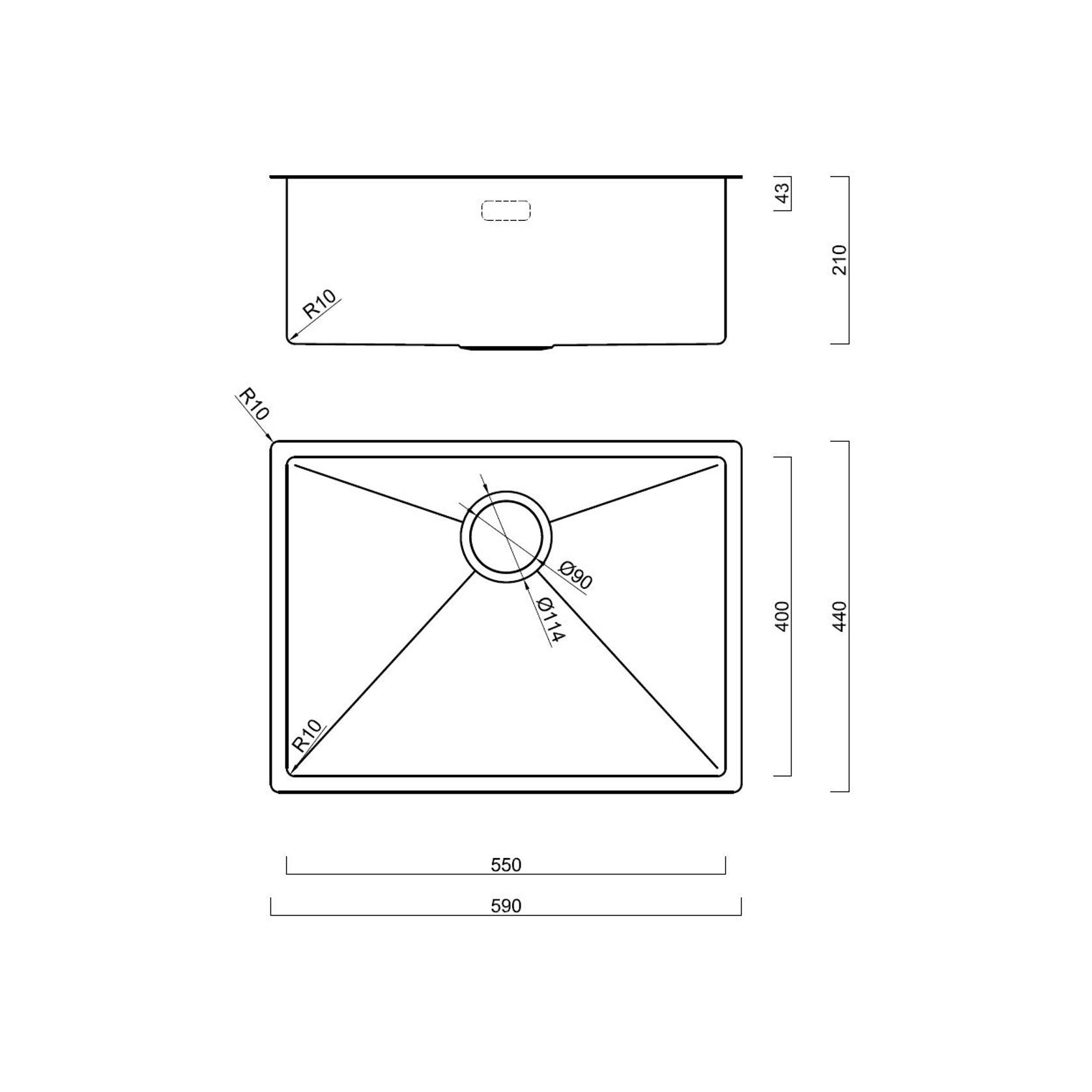 Burns & Ferrall Scratch Resistant Sink 550x400 (DIM590) gallery detail image