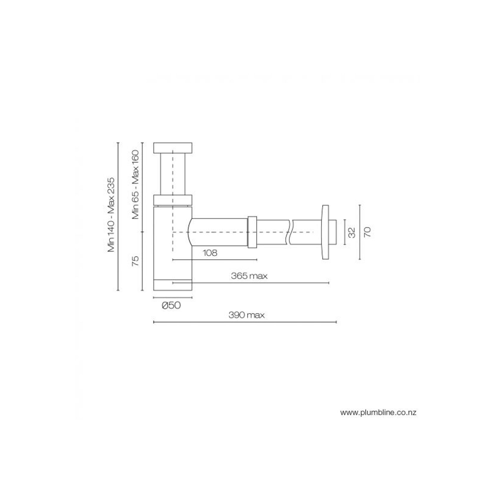 Swiss Deluxe Bottle Trap 32mm Brushed Stainless Steel gallery detail image