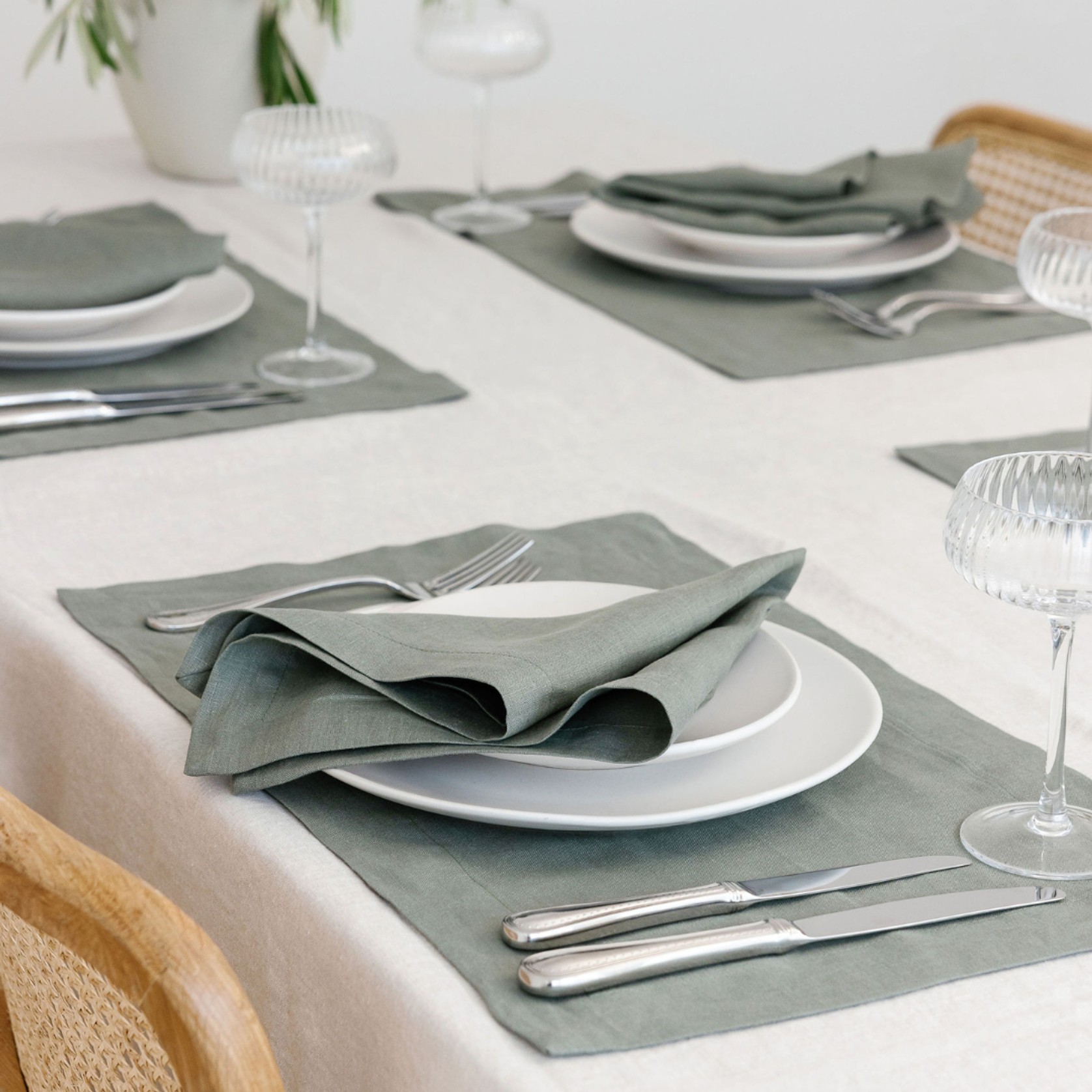 100% French Flax Linen Placemat Set 4- Lichen gallery detail image