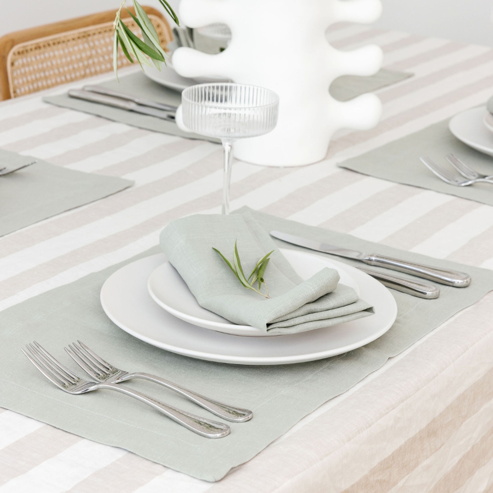 100% French Linen Placemat Set 4-Sage gallery detail image