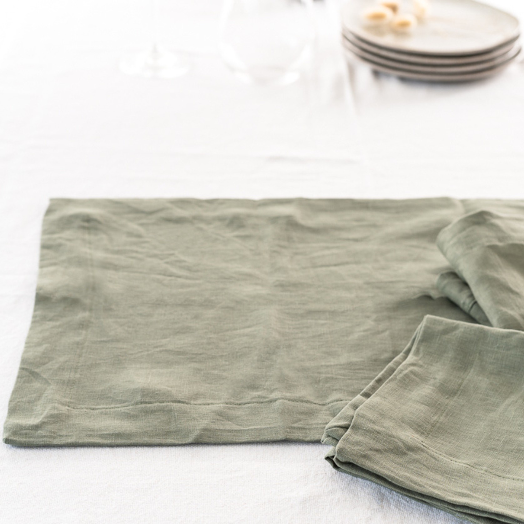 100% French Flax Linen Placemat Set 4- Lichen gallery detail image