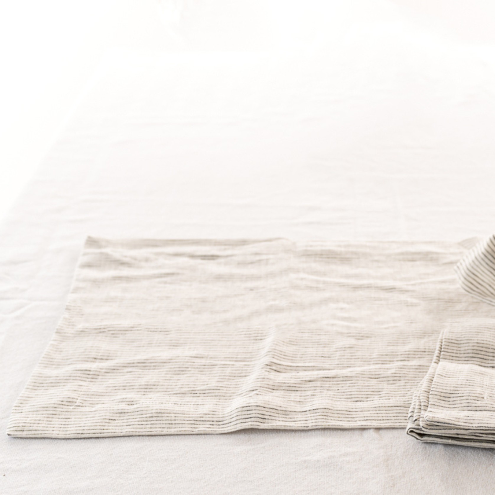 100% French Flax Linen Placemat Set 4- Charcoal Pinstripe gallery detail image