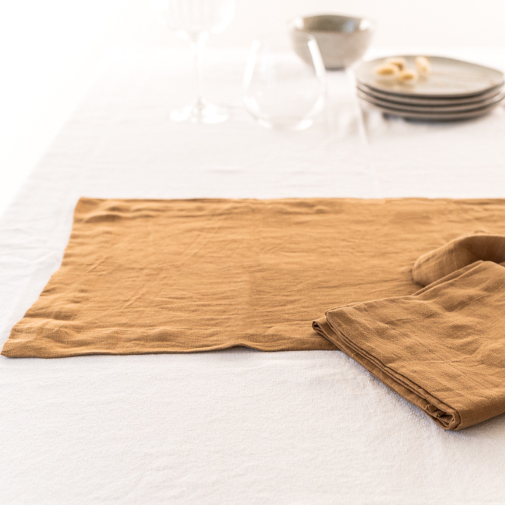 100% French Flax Linen Placemat Set 4- Ginger gallery detail image