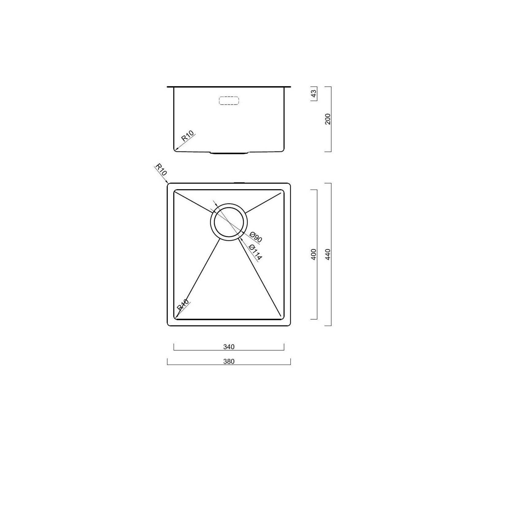 Burns & Ferrall Scratch Resistant Sink 340x400 (DIM380) gallery detail image