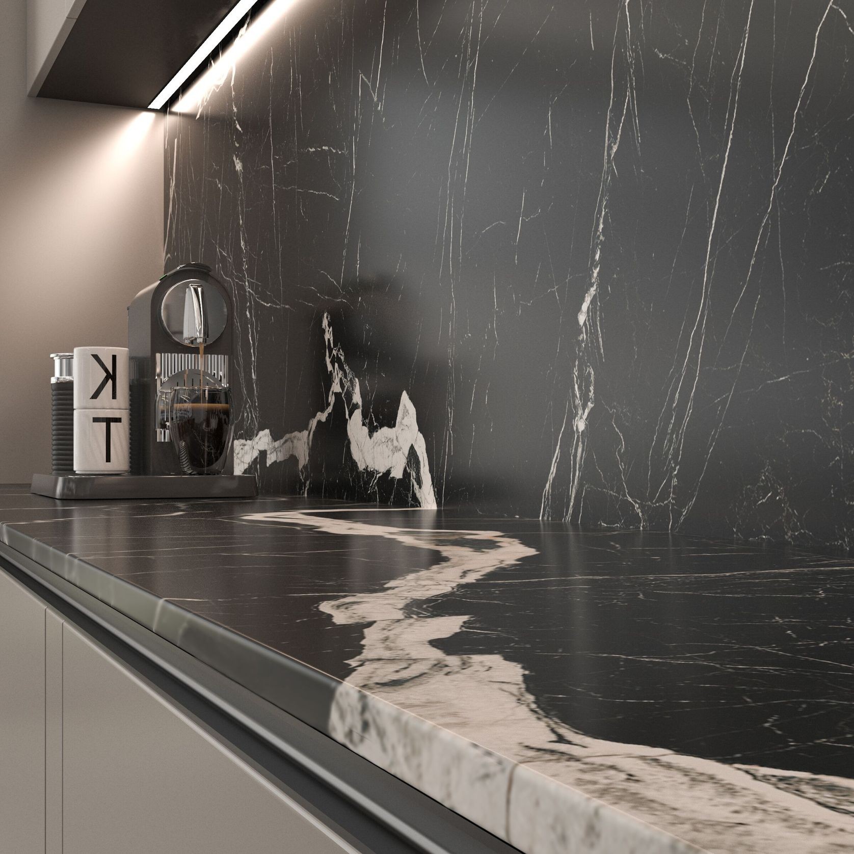 Nero Marquina Benchtop - Black Matt gallery detail image