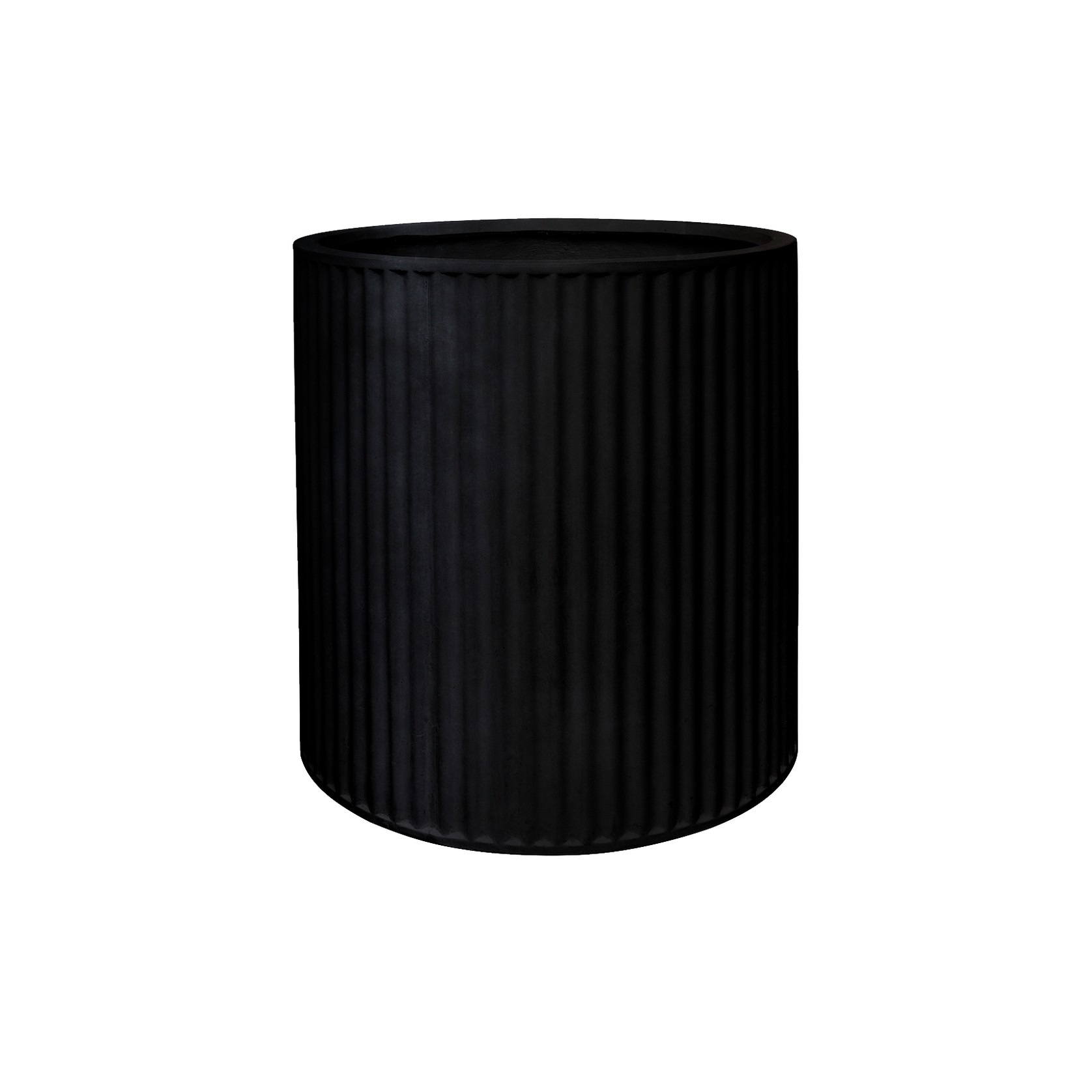 Piako Ribbed Cylinder Planter Black - Large gallery detail image