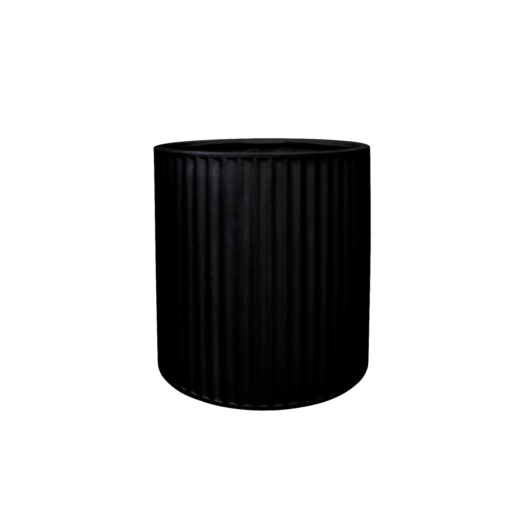 Piako Ribbed Cylinder Planter Black - Medium gallery detail image