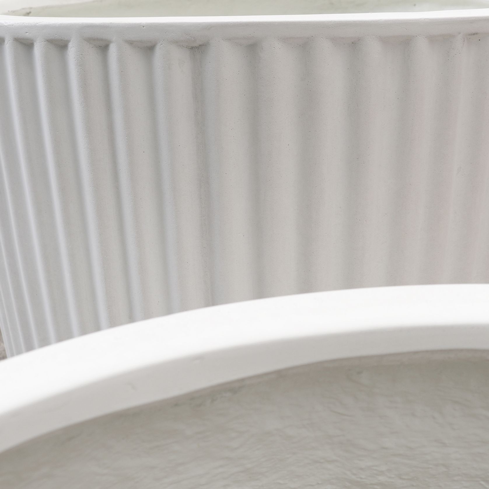 Piako Ribbed Cylinder Planter White - Small gallery detail image
