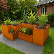 Family Herb Garden - 400mm High Kitset Corten Planters gallery detail image