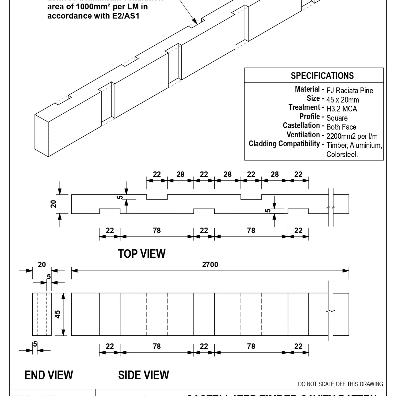 EB1 MP Castellated Timber Cavity Batten gallery detail image