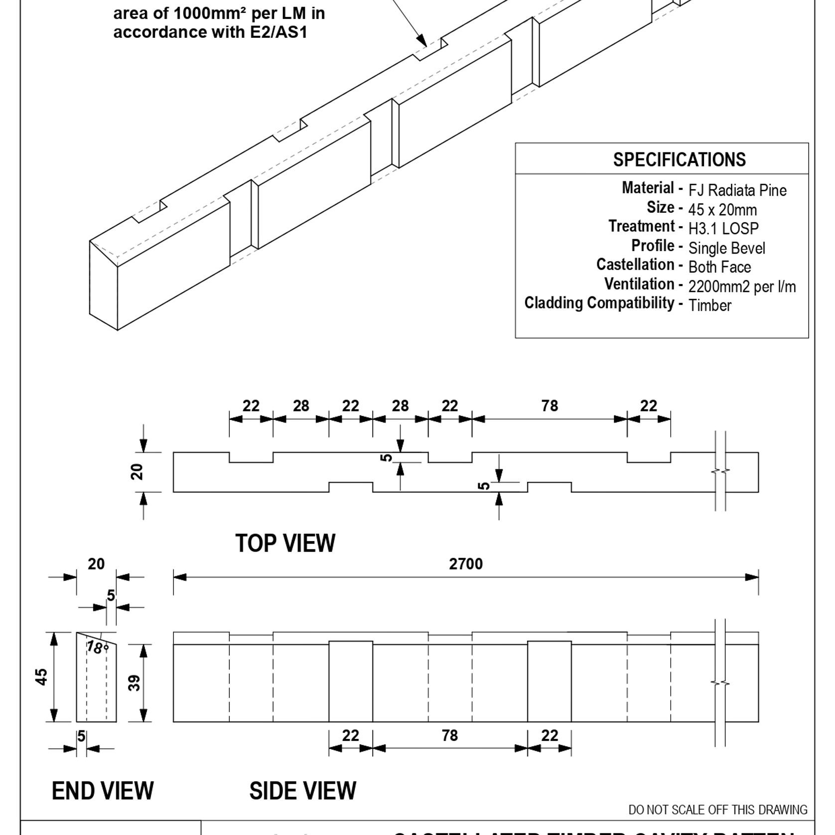 EB2 Castellated Timber Cavity Batten gallery detail image