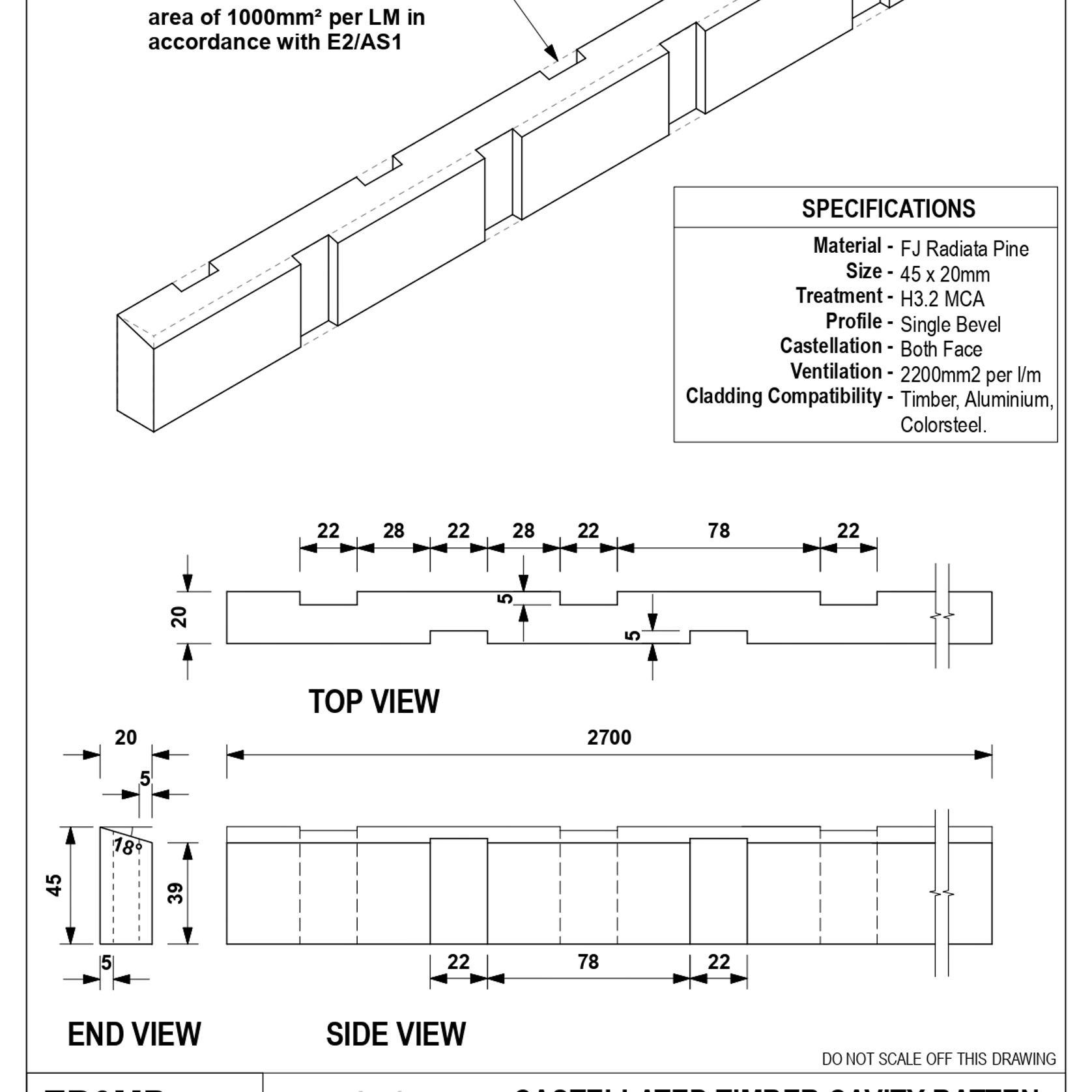 EB3 MP Castellated Timber Cavity Batten gallery detail image