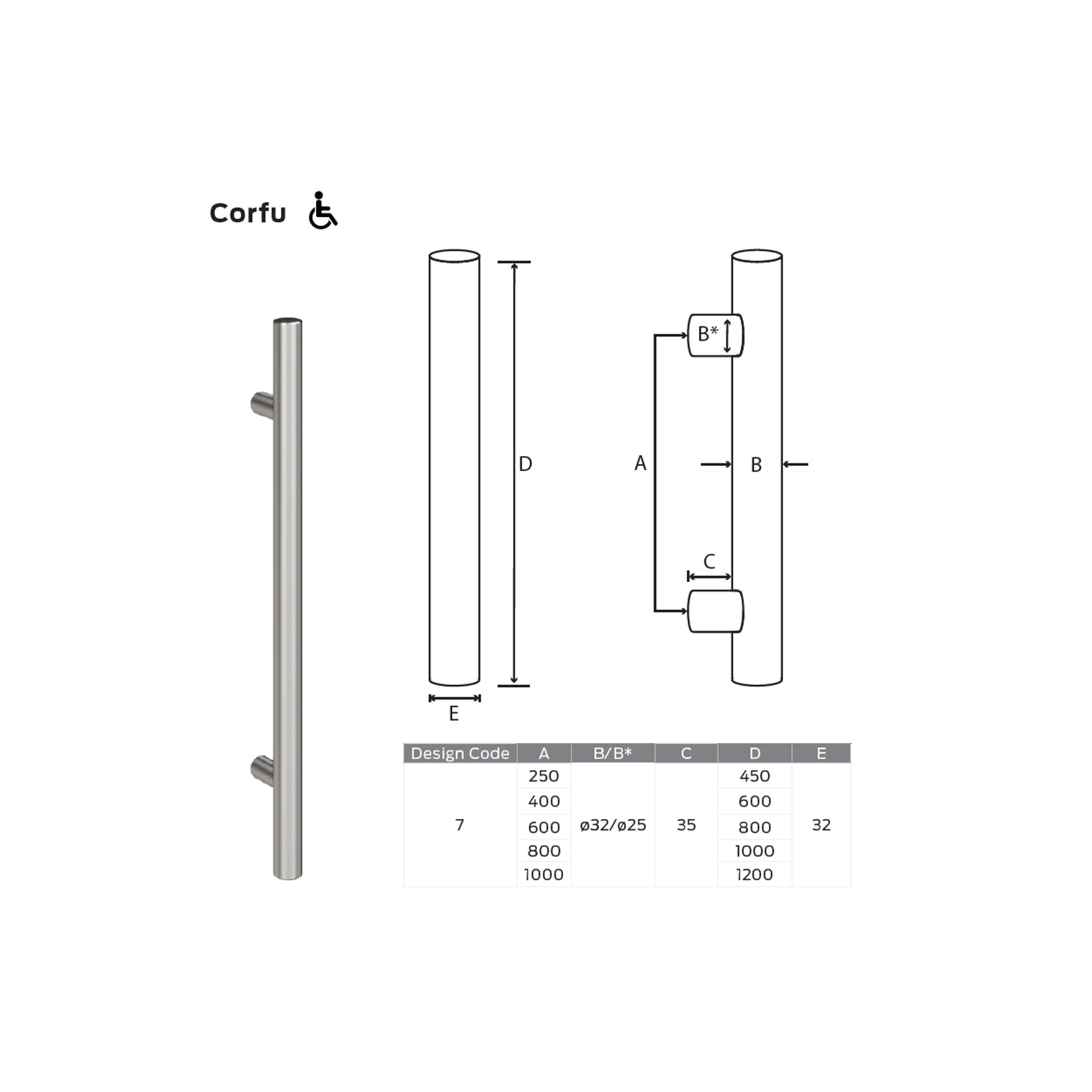 Schlage Corfu Pull Handle gallery detail image