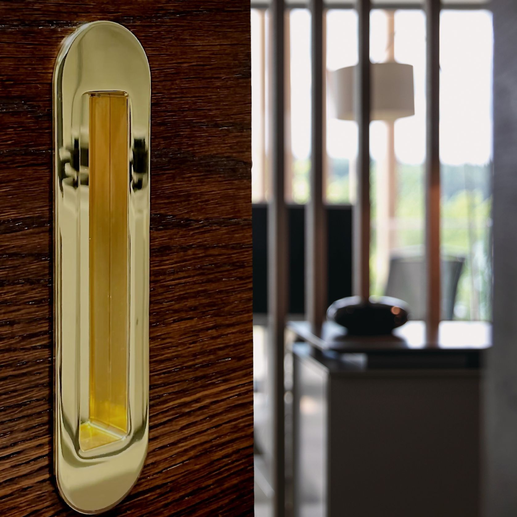 HB 860 Brass Soft Edge Flush Pull for Sliding/Cavity Doors gallery detail image