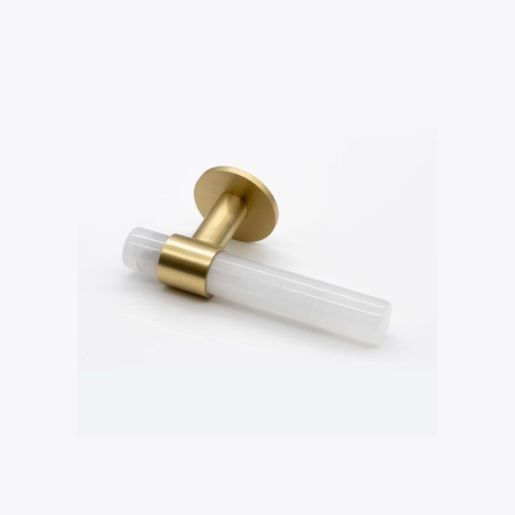 Joseph Giles - Collett Solid Brass & Marble Door Lever Handle With Round Rose gallery detail image