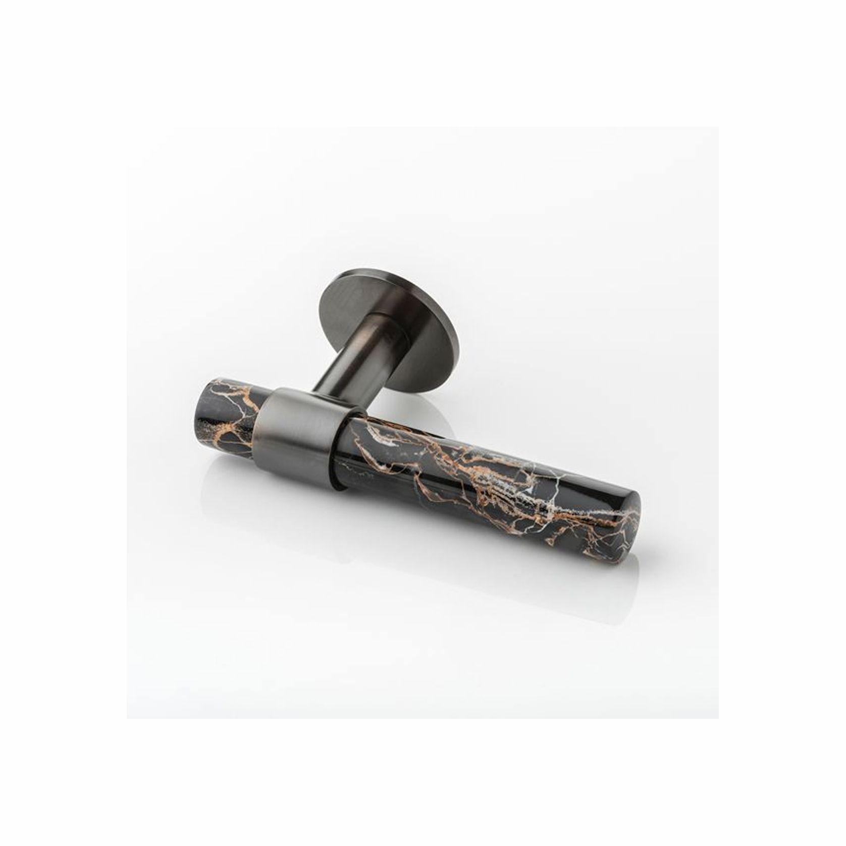 Joseph Giles - Collett Solid Brass & Marble Door Lever Handle With Round Rose gallery detail image