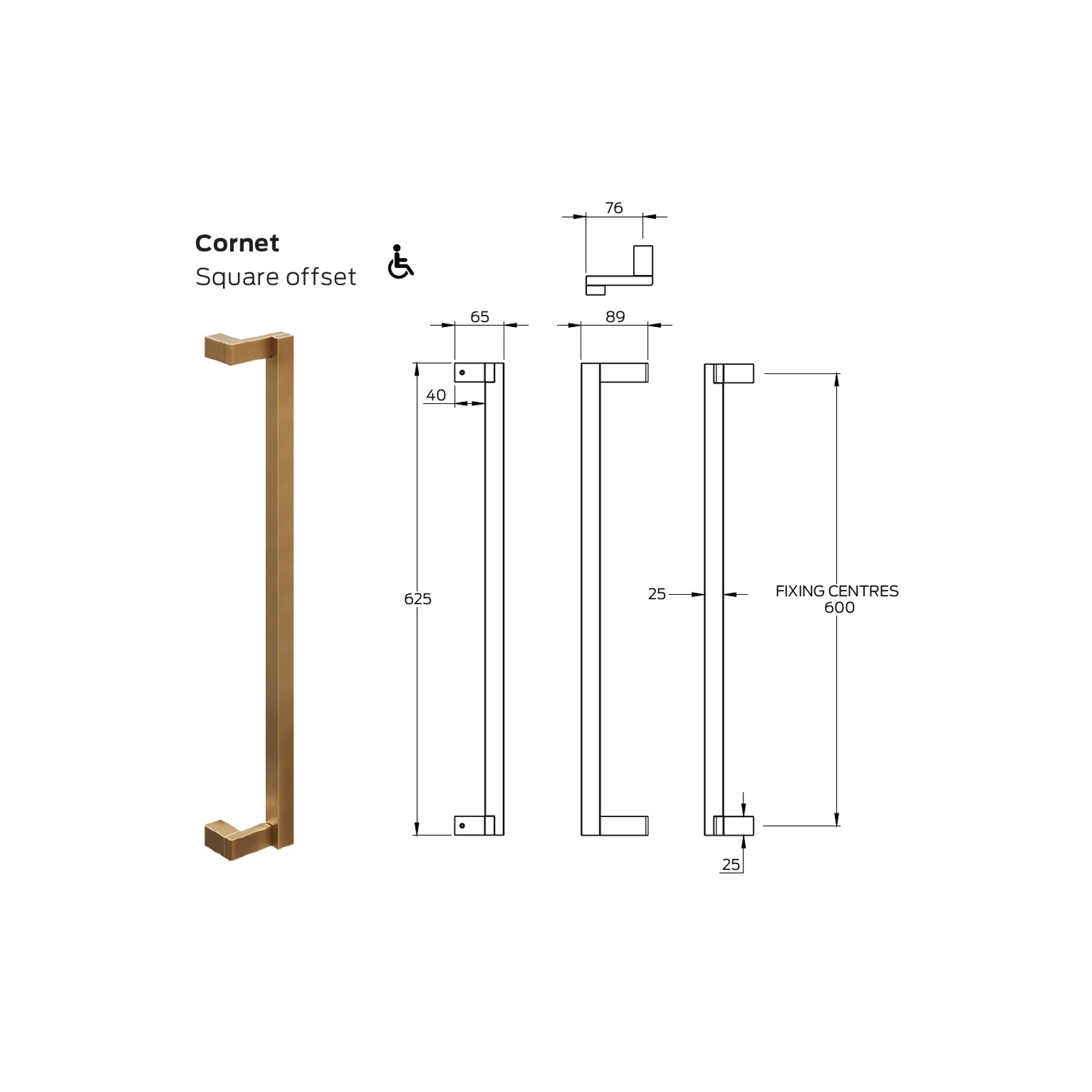 Legge 3800 Series Cornet Brass Pull Handle gallery detail image