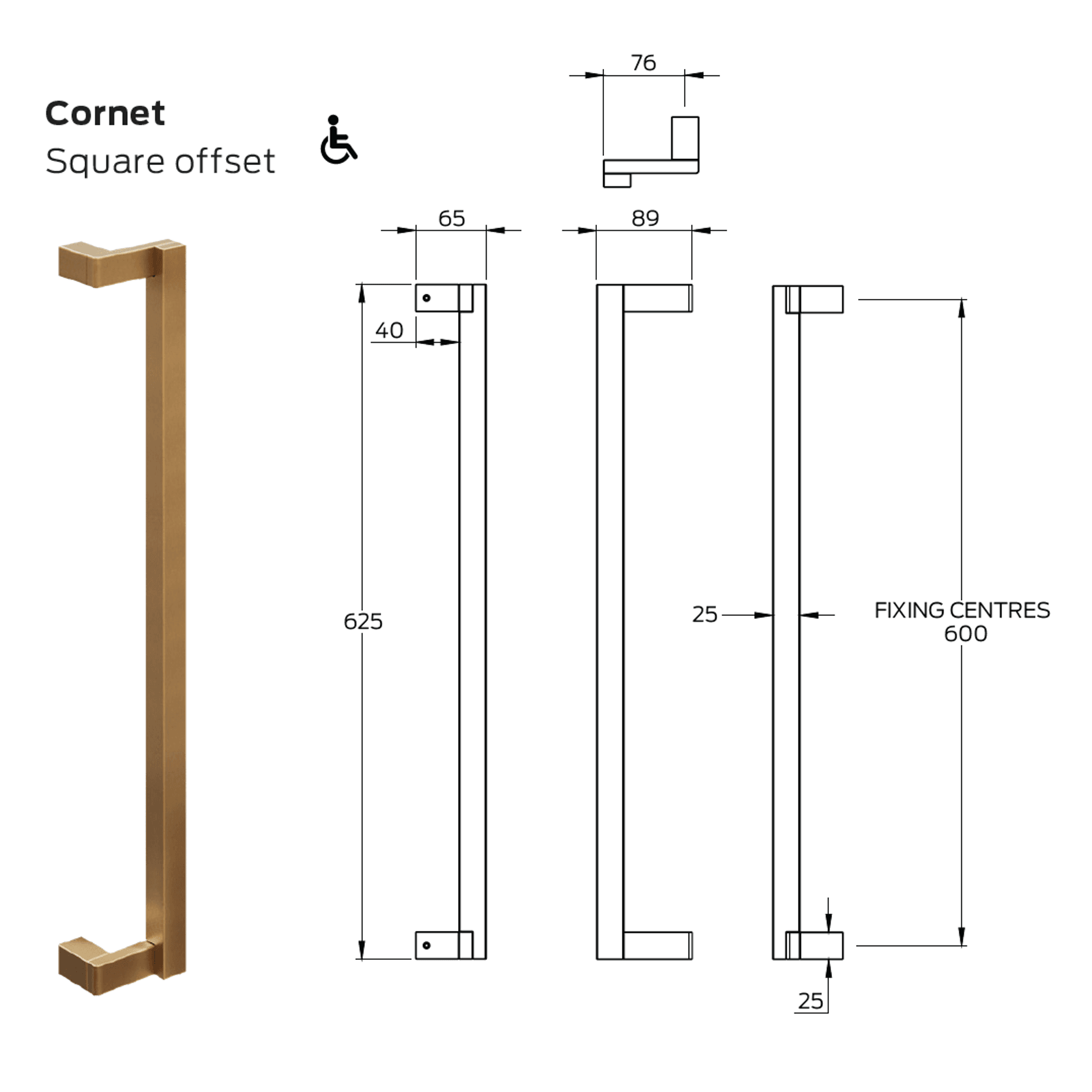 Legge 3800 Series Cornet Brass Pull Handle gallery detail image