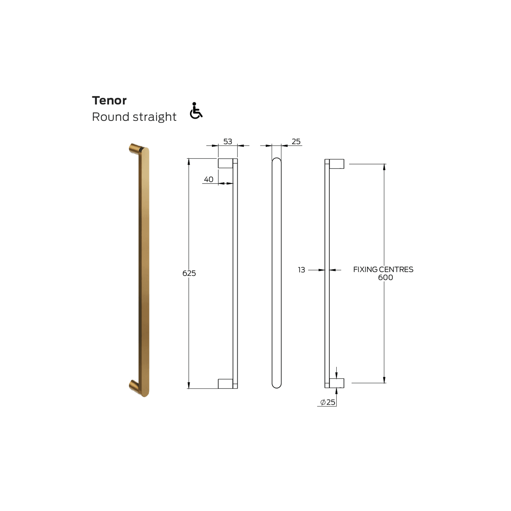 Legge 3800 Series Tenor Brass Pull Handle gallery detail image