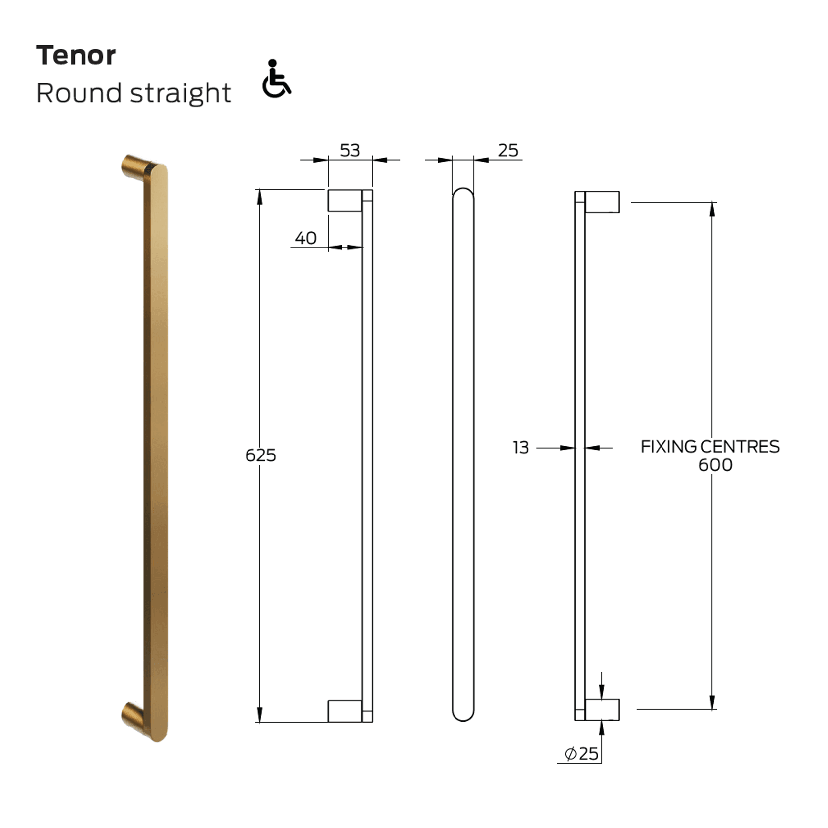 Legge 3800 Series Tenor Brass Pull Handle gallery detail image