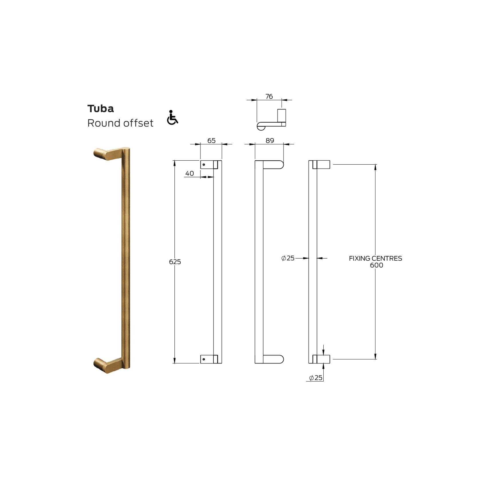 Legge 3800 Series Tuba Brass Pull Handle gallery detail image