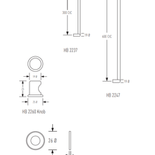 HB2237 300mm + HB2247 600mm Off-Set D Pull gallery detail image