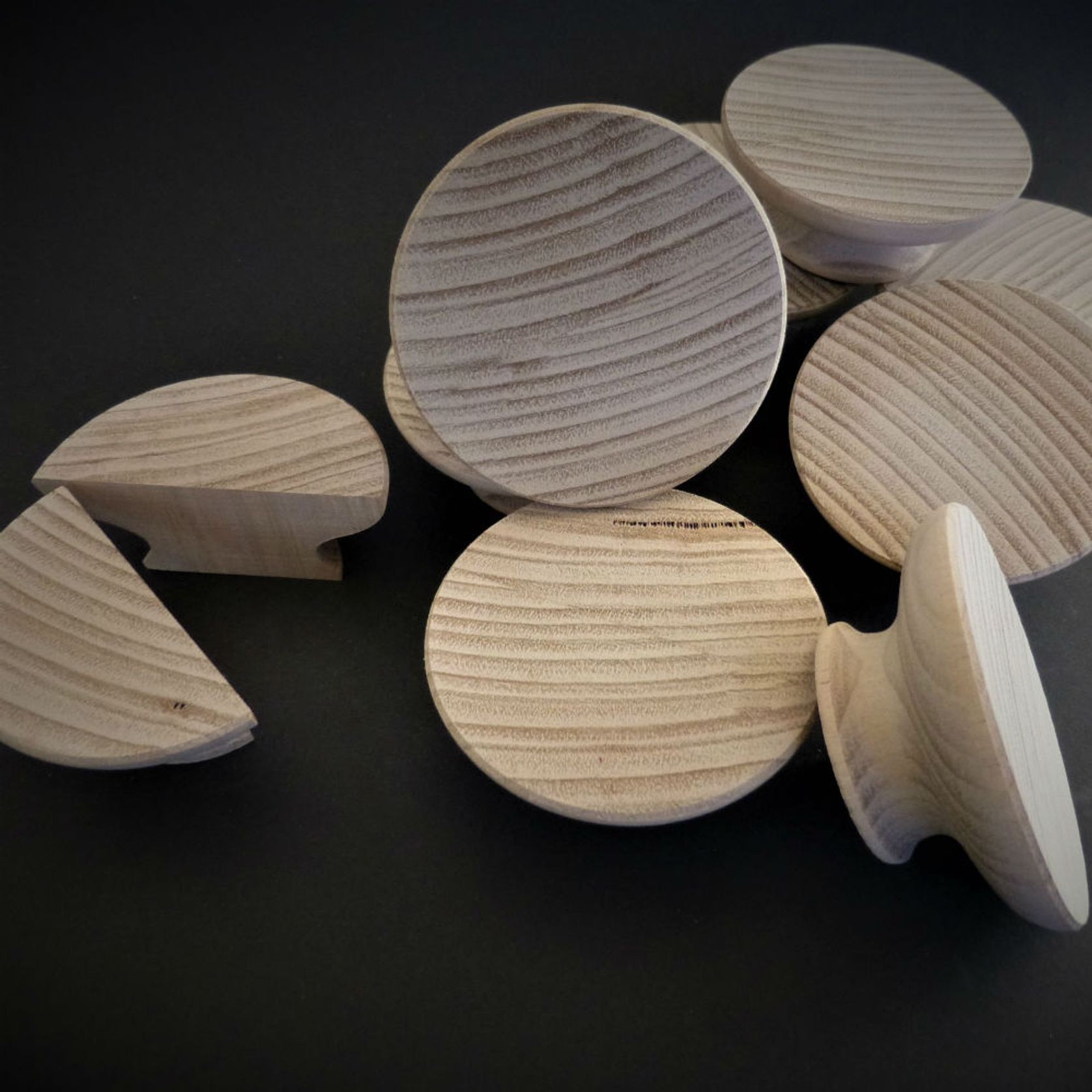 Slimline Round Dished - Timber Door Handle - SDH004d gallery detail image