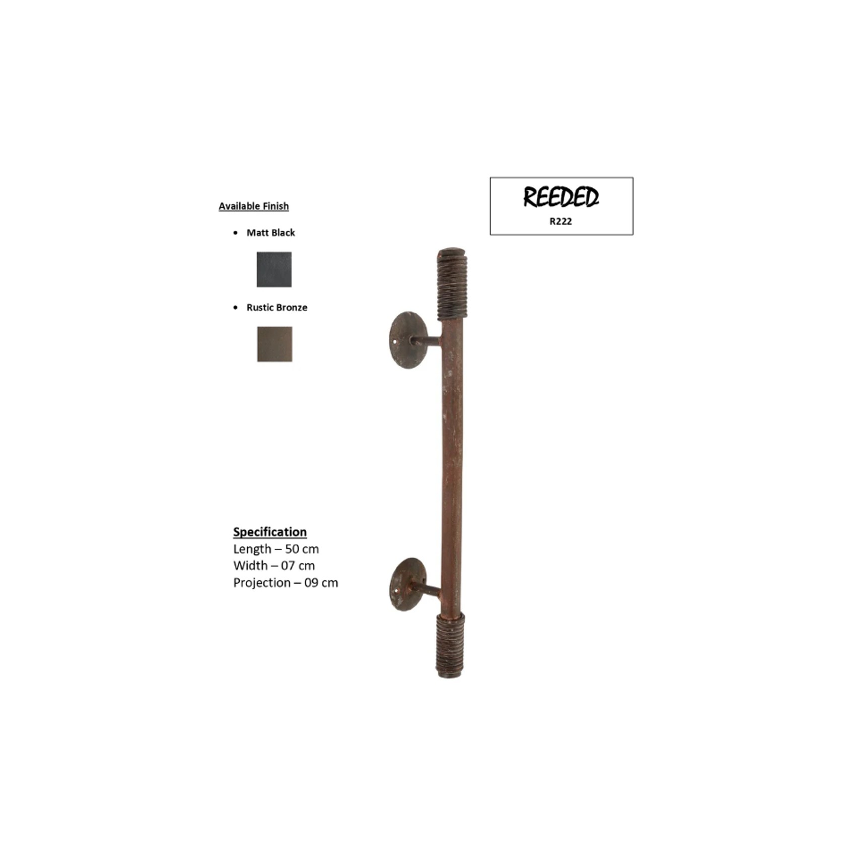 Reeded – Iron Door Pull Handle gallery detail image