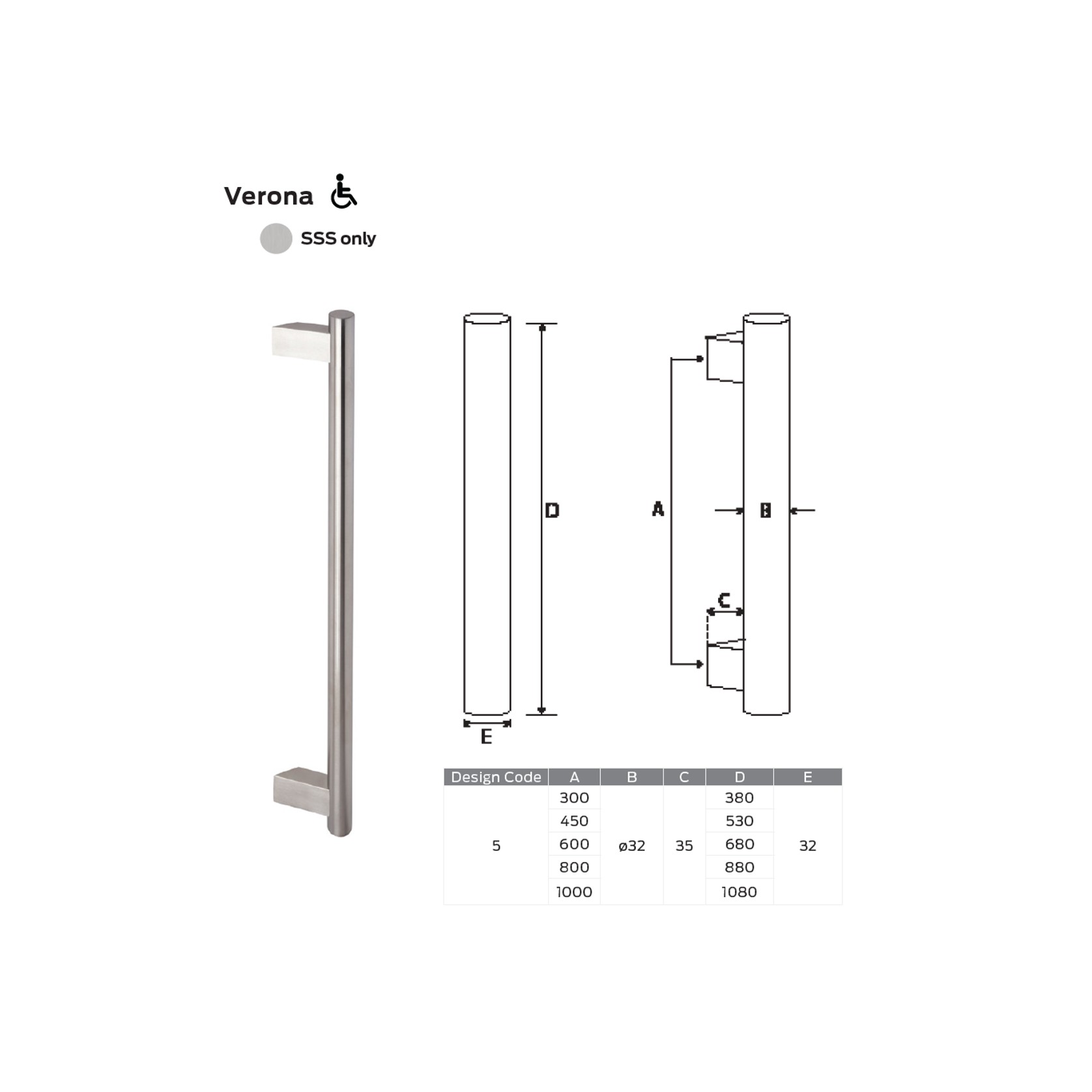 Schlage Verona Pull Handle gallery detail image