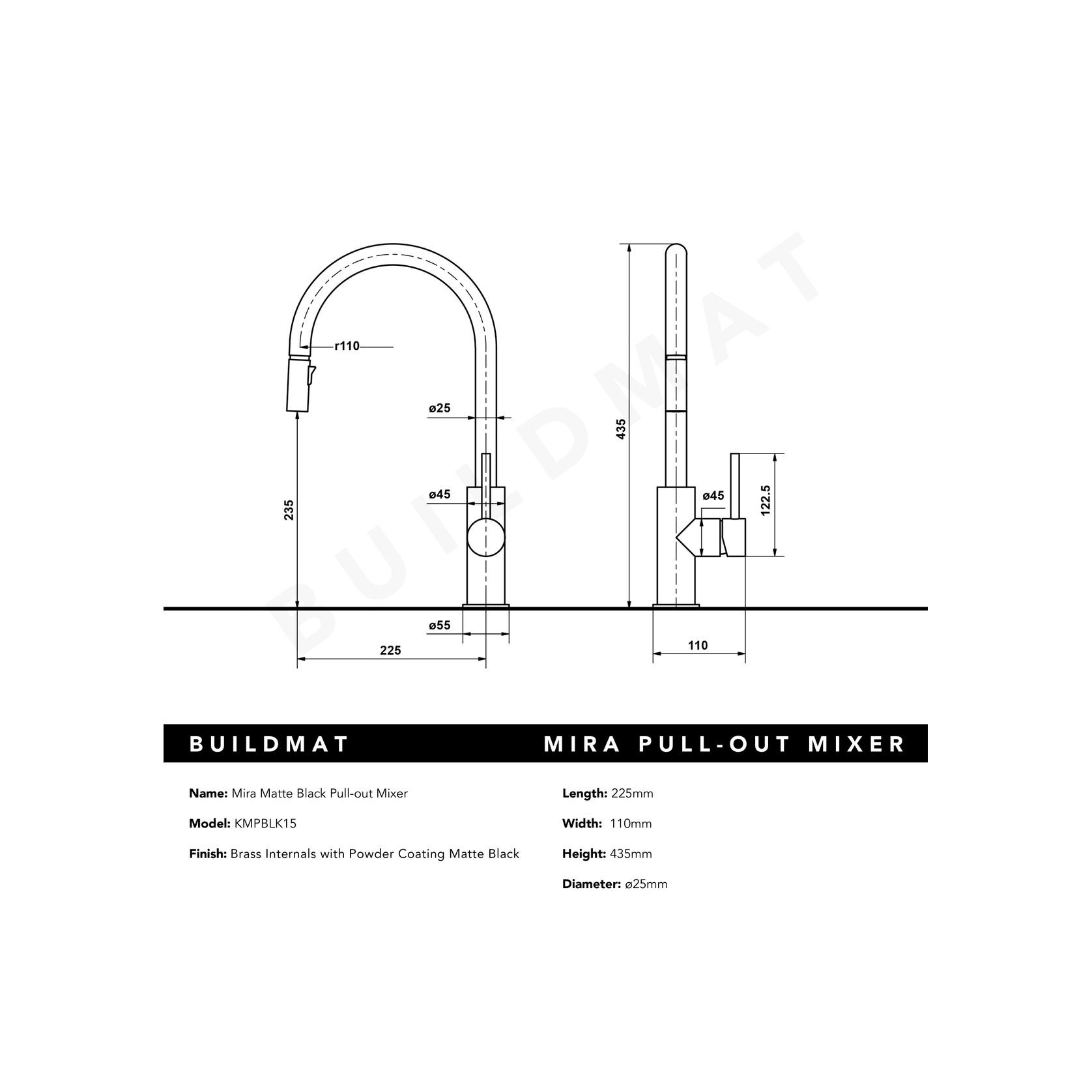 Mira Matte Black Pull Out Mixer gallery detail image