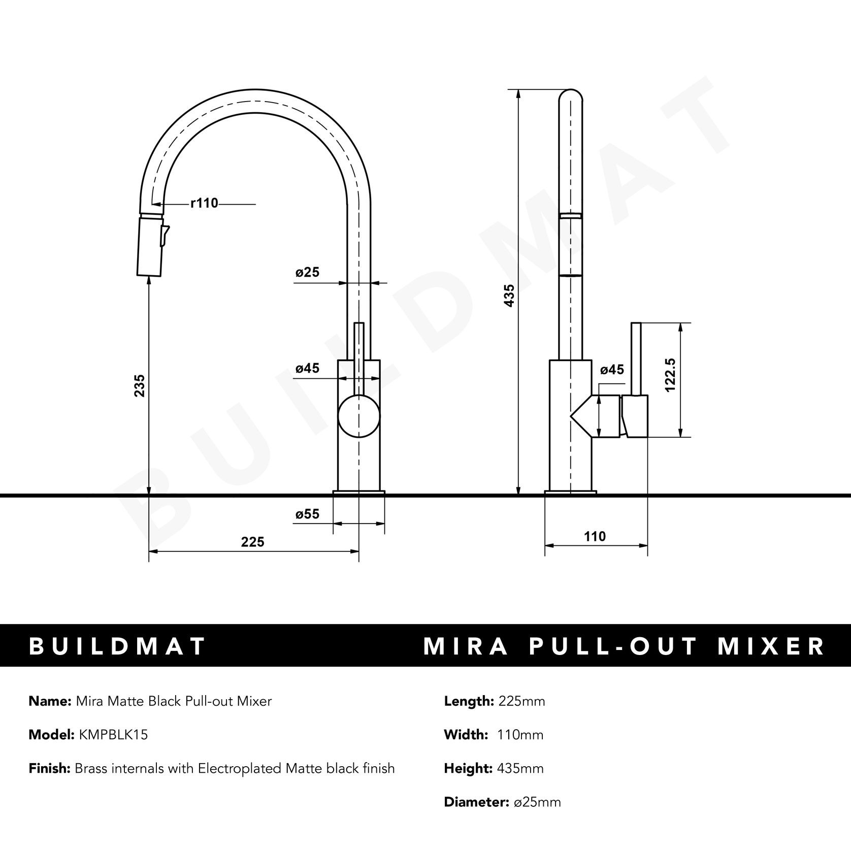 Mira Matte Black Pull Out Mixer gallery detail image