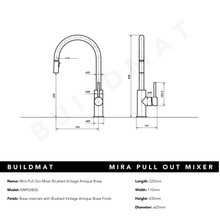 Mira Brushed Vintage Antique Brass Pull Out Mixer gallery detail image