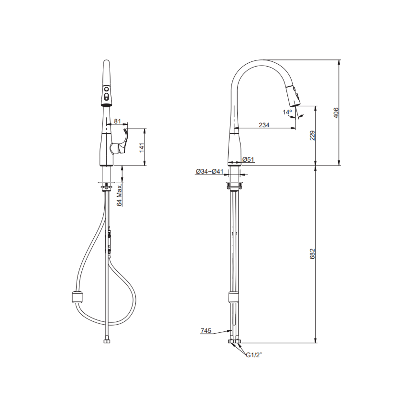 Simplice Pulldown Kitchen Mixer gallery detail image