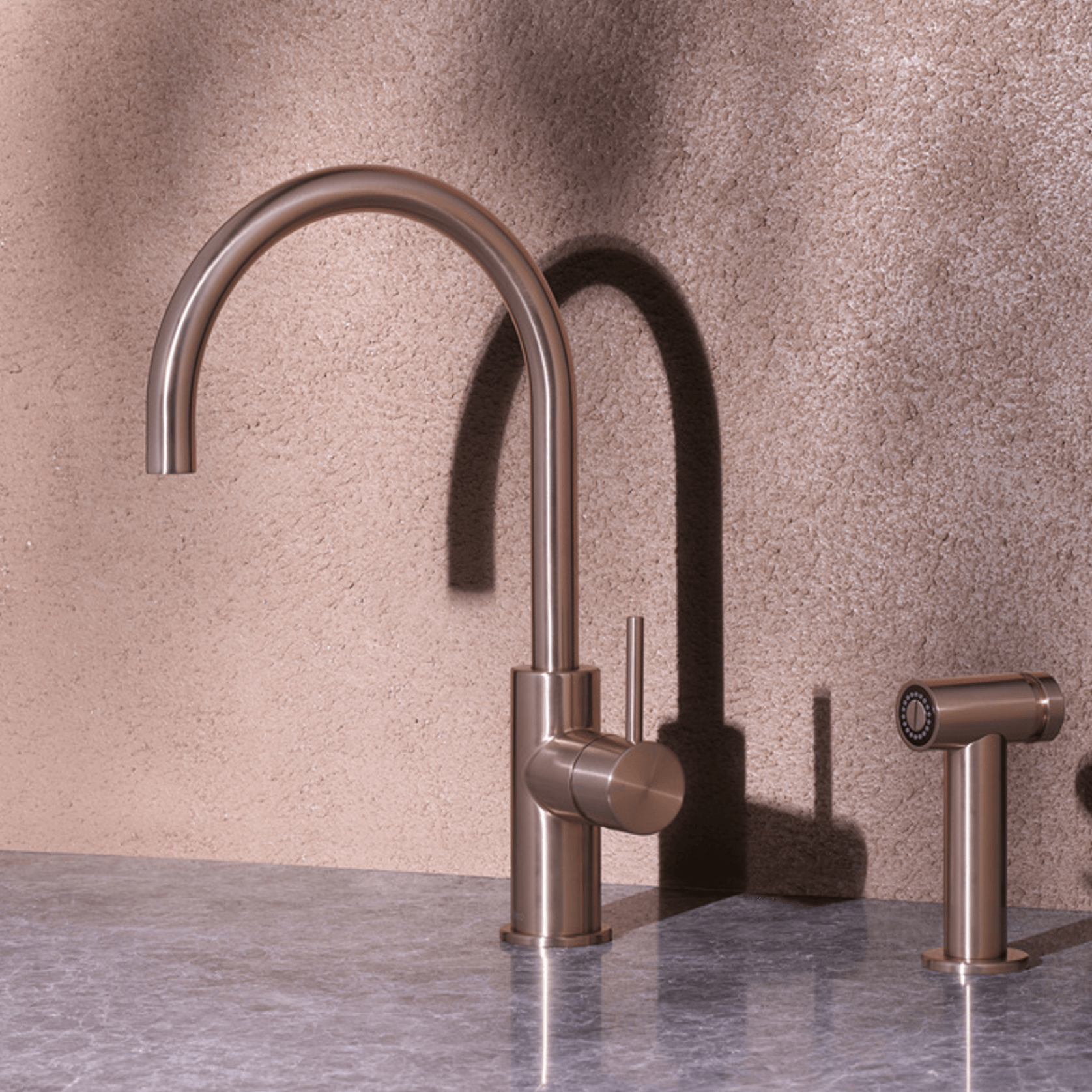 Zen SS316L Kitchen Mixer & Hand Spray | Brushed Bronze gallery detail image