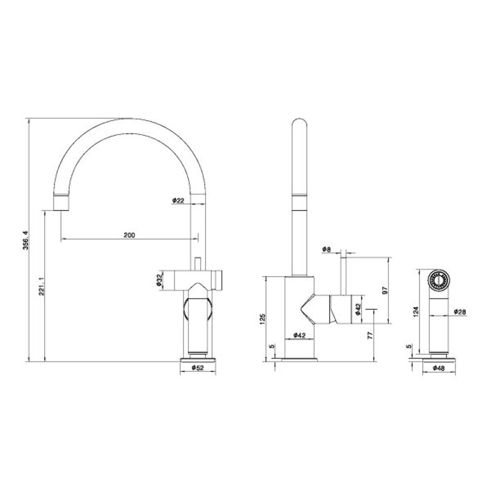 Zen SS316L Kitchen Mixer & Hand Spray | Brushed Bronze gallery detail image