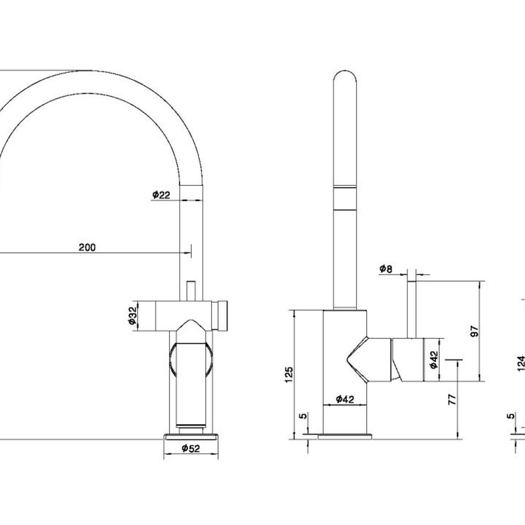 Zen SS316L Kitchen Mixer & Hand Spray | Graphite gallery detail image