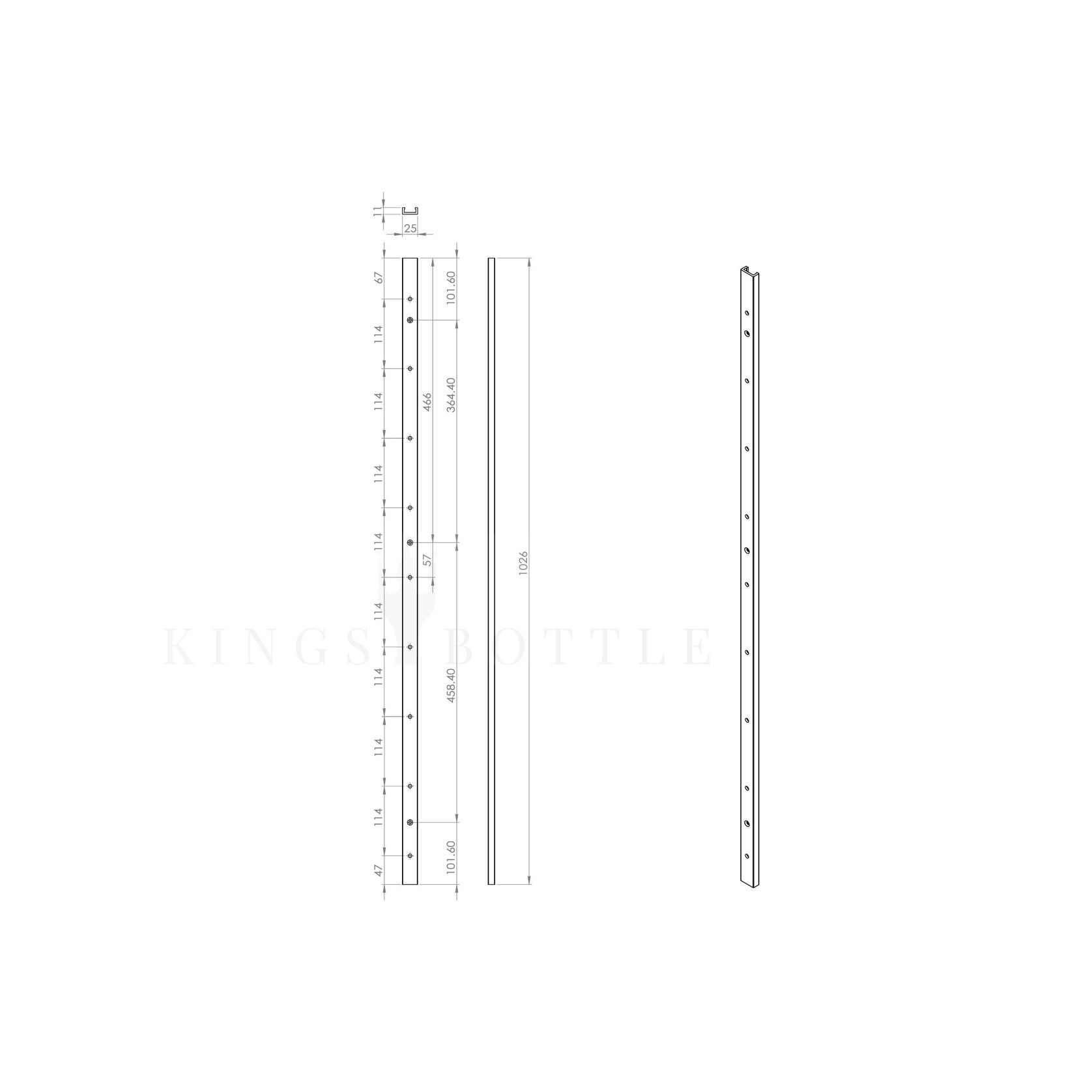 Floor-to-Ceiling Mounted Wine Rack with Offset Pegs gallery detail image