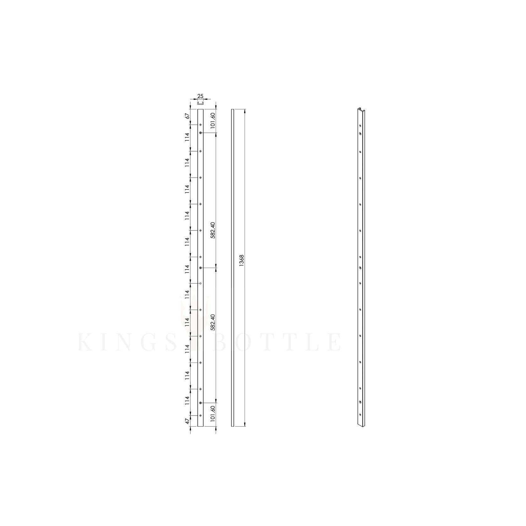 Floor-to-Ceiling Mounted Wine Rack with Offset Pegs gallery detail image