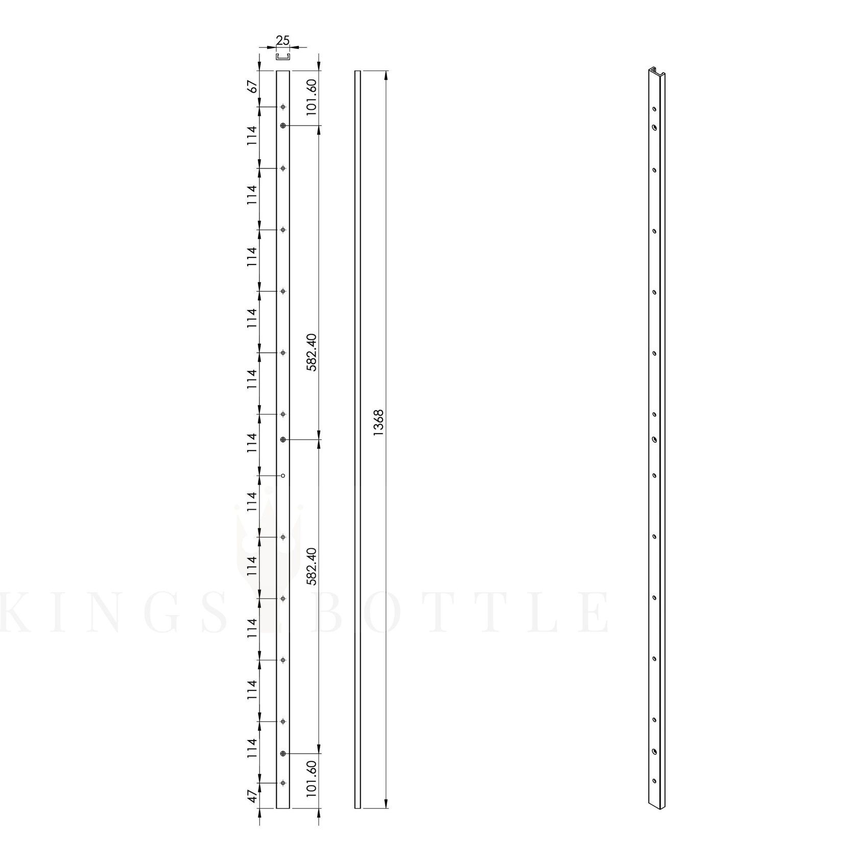Floor-to-Ceiling Mounted Wine Rack with Offset Pegs gallery detail image