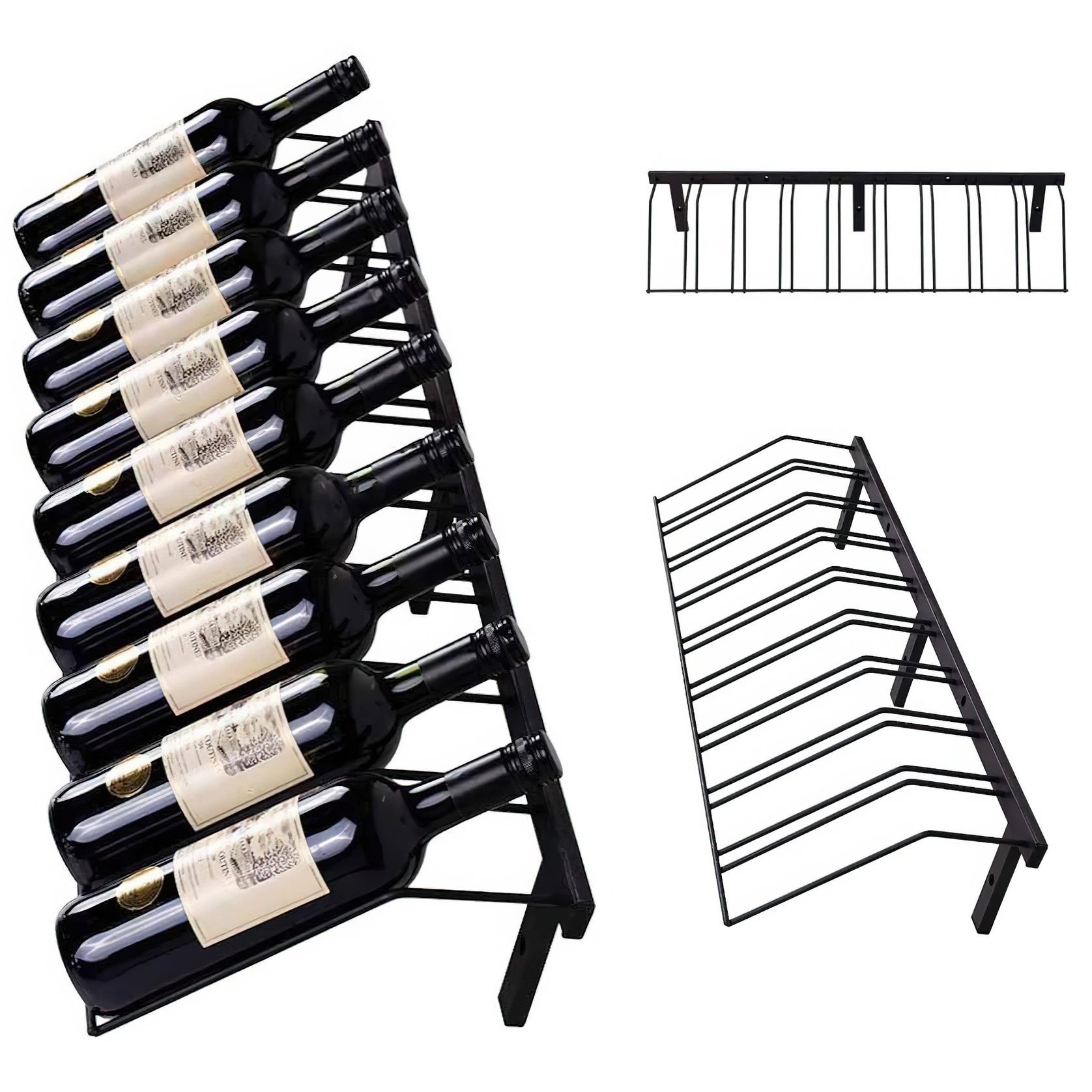 Wall Mounted Metal Rail Wine Racks gallery detail image