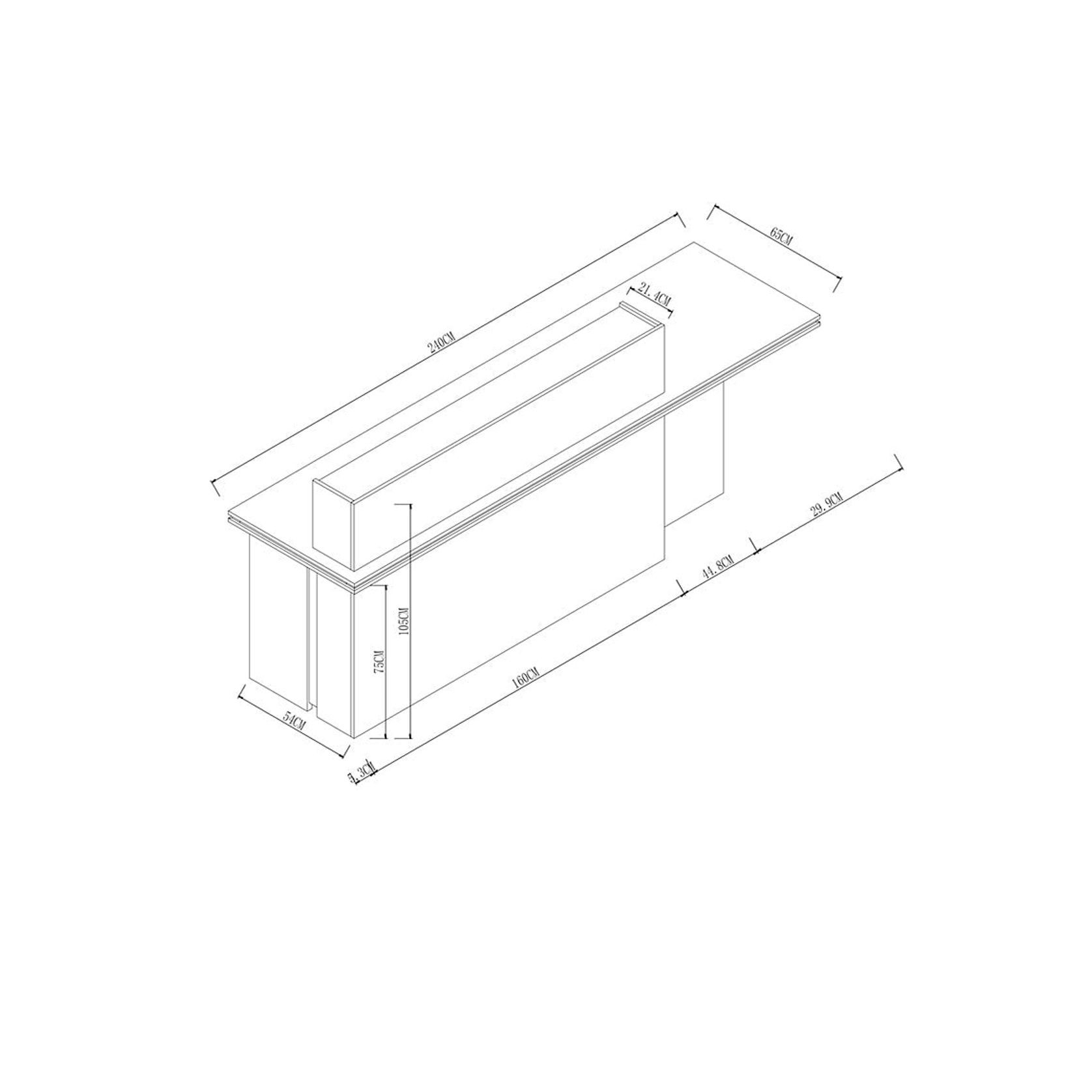 JARIN Reception Desk 2.4M Left Panel - Carbon & White gallery detail image