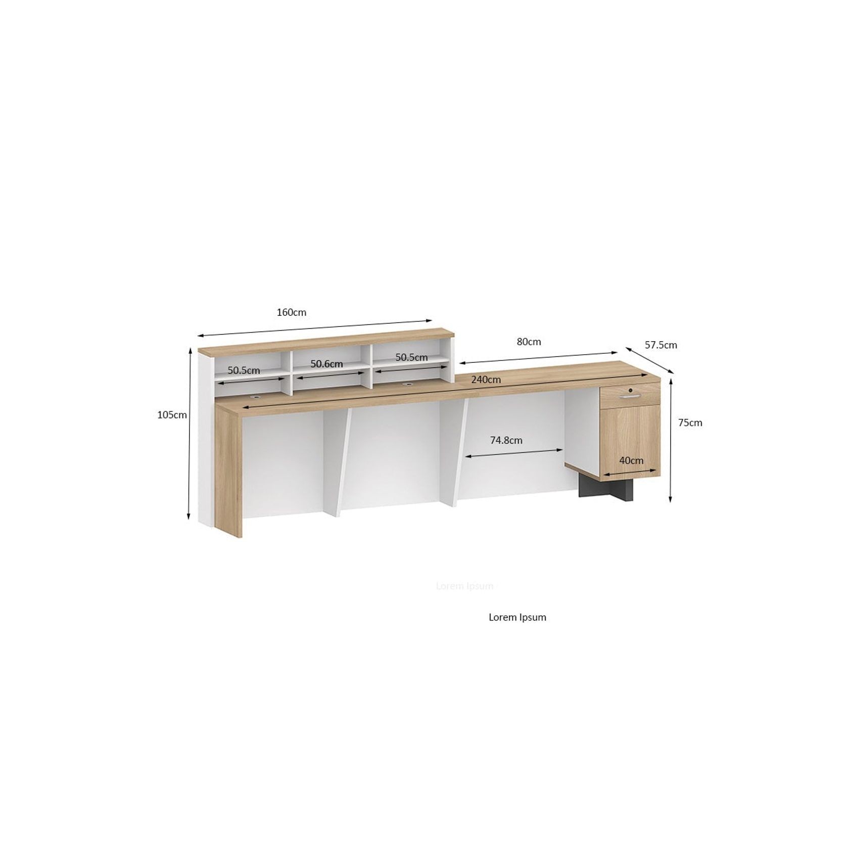 HELMER Reception Desk 2.4M Left Panel - Oak & white gallery detail image
