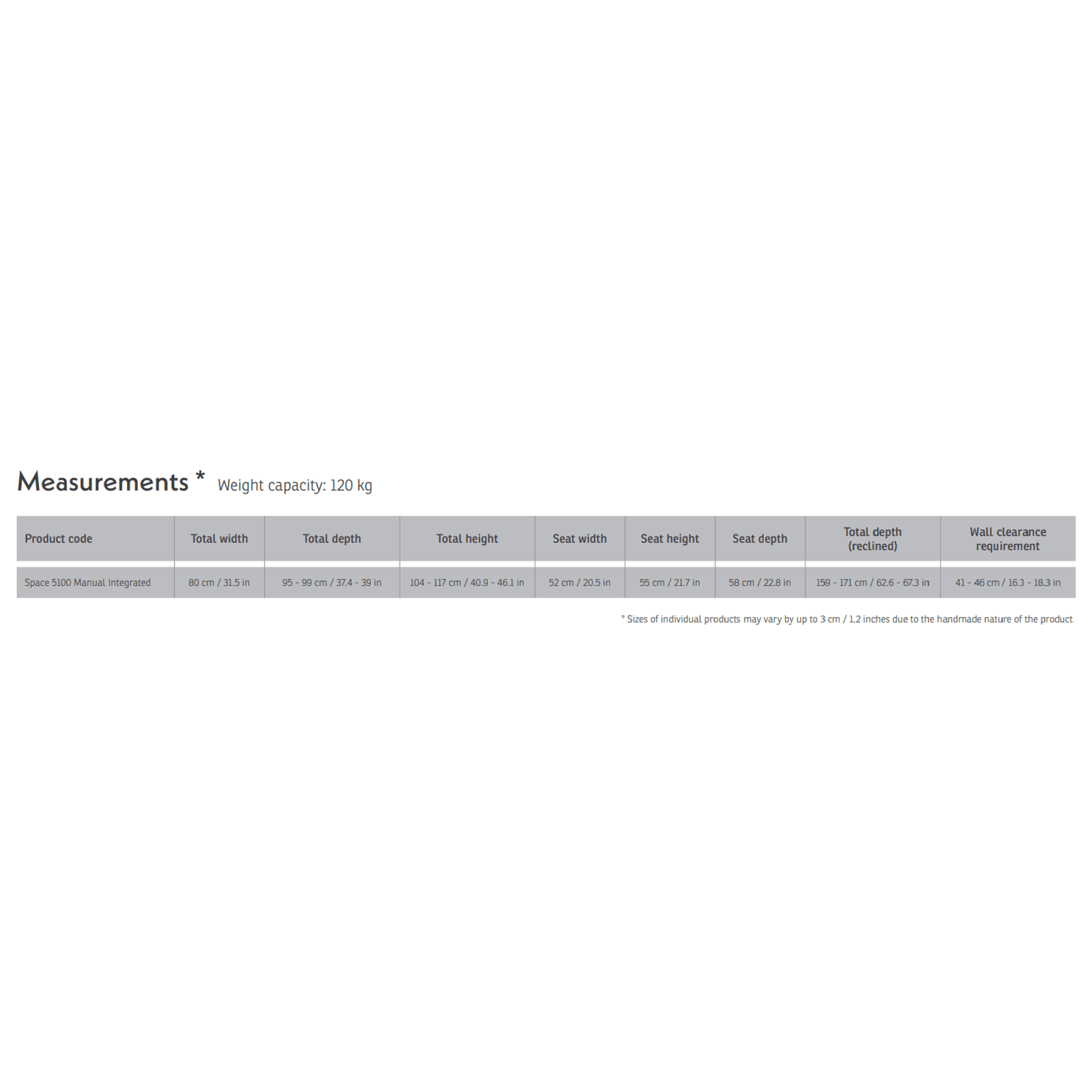 Space Manual Integrated 5100 Recliner gallery detail image